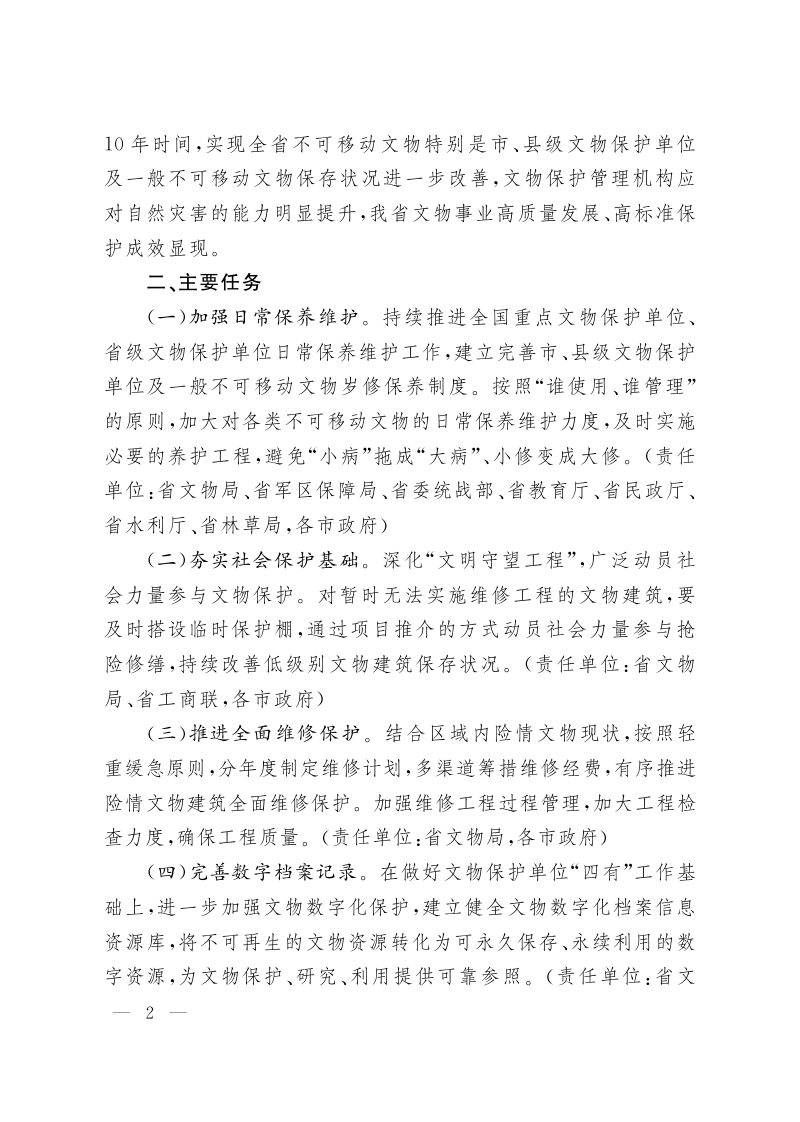 山西省人民政府办公厅《关于加强不可移动文物自然灾害应对工作的意见》晋政办发〔2022〕56号第2页