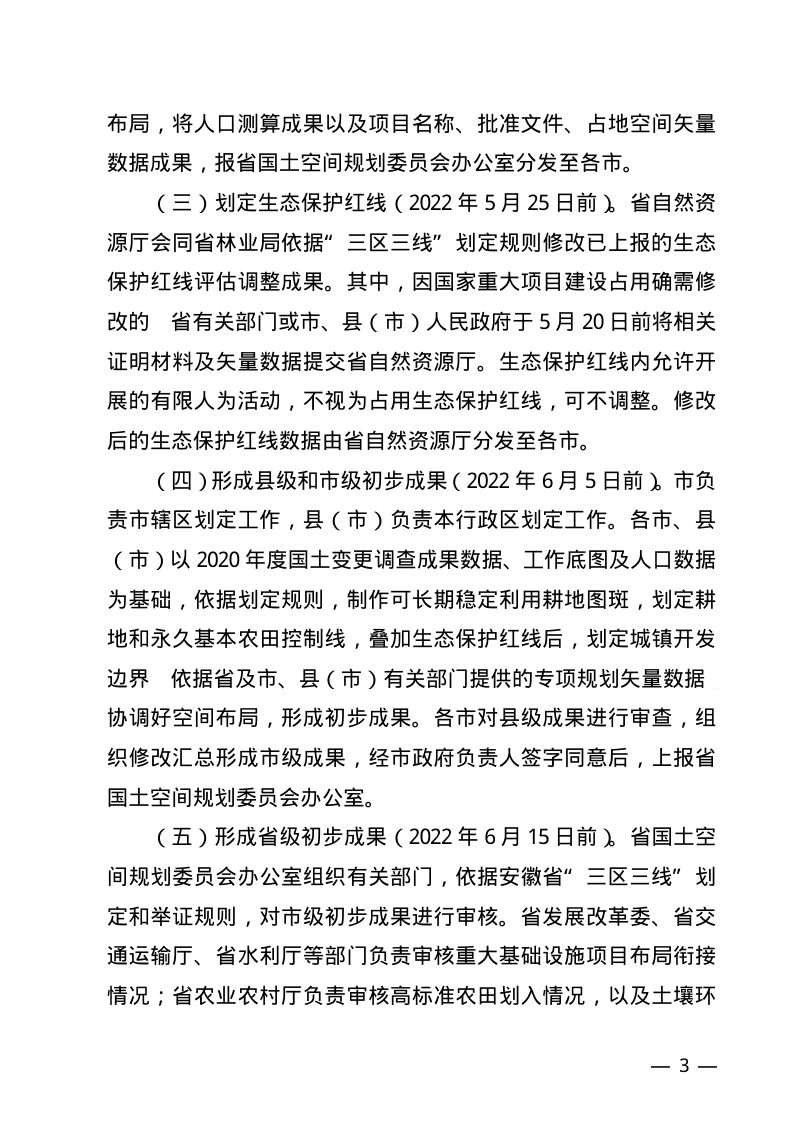 安徽省自然资源厅《安徽省“三区三线”划定工作方案》皖自然资〔2022〕194号第3页