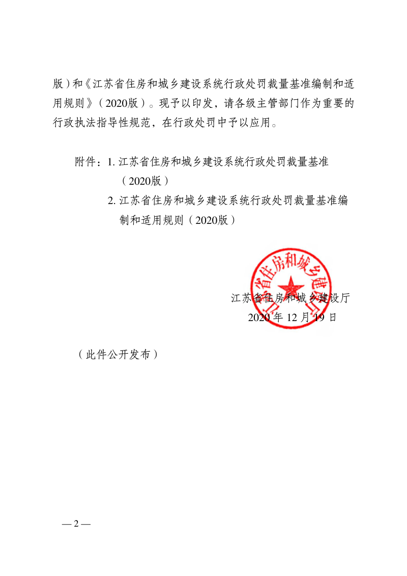 江苏省住房和城乡建设系统行政处罚裁量基准（2020版）、江苏省住房和城乡建设系统行政处罚裁量基准编制和适用规则（2020版）第2页
