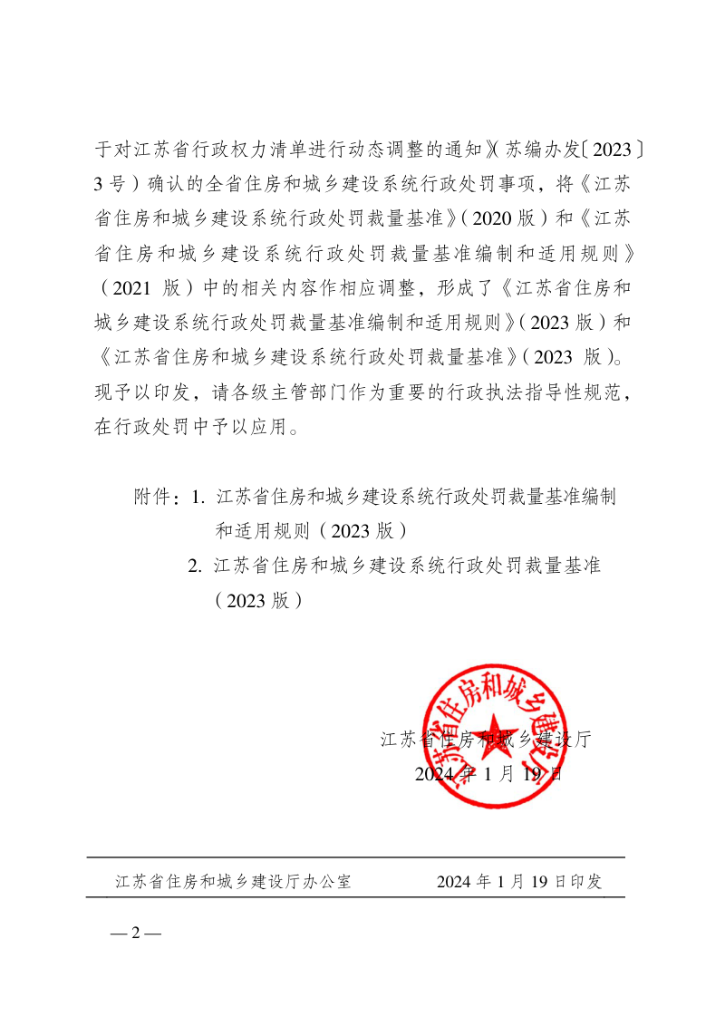 江苏省住房和城乡建设系统行政处罚裁量基准编制和适用规则（2023版）江苏省住房和城乡建设系统行政处罚裁量基准（2023版）第2页