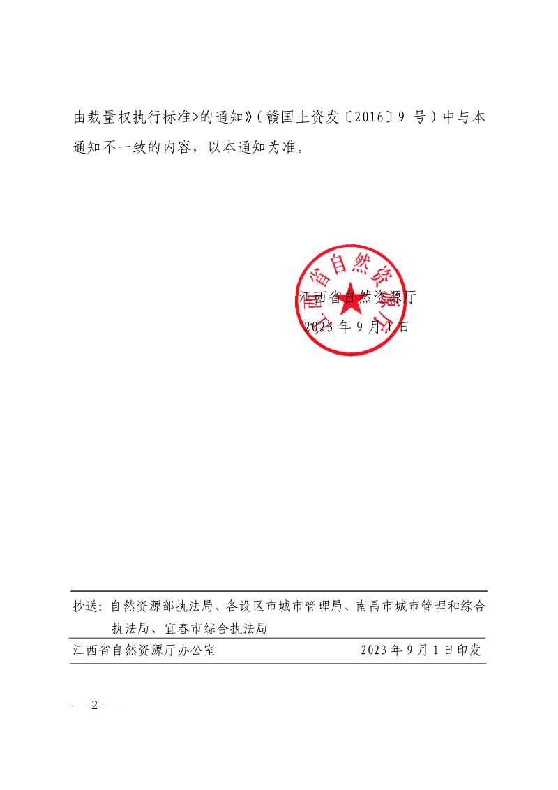 江西省自然资源行政处罚自由裁量权实施办法、江西省自然资源常见行政处罚裁量基准（土地类）第2页