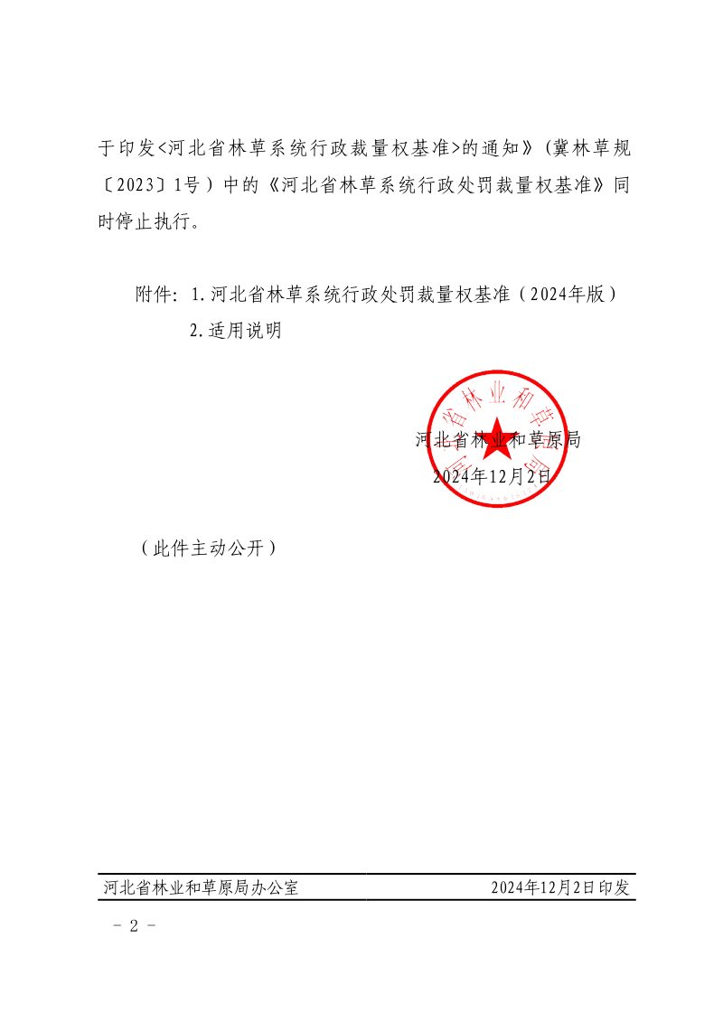 河北省林草系统行政处罚裁量权基准（2024年版）第2页