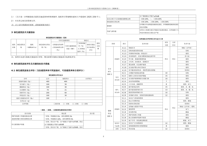上海市绿色建筑设计专篇格式文本（2026版）第3页