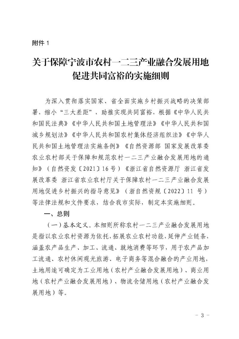 宁波市自然资源和规划局《关于保障宁波市农村一二三产业融合发展用地促进共同富裕的实施细则》甬自然资规规〔2026〕2号第3页