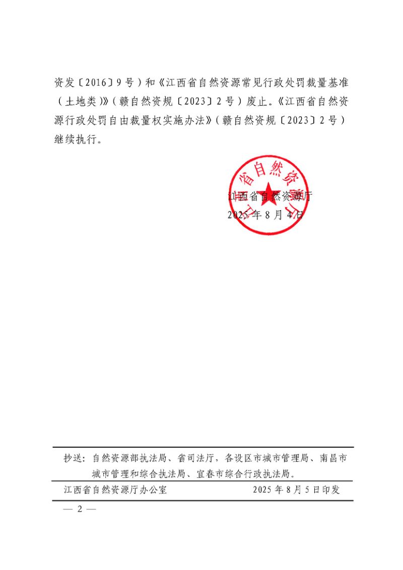 江西省自然资源常见行政处罚裁量基准和首违不罚、轻微免罚清单（2025年版）第2页