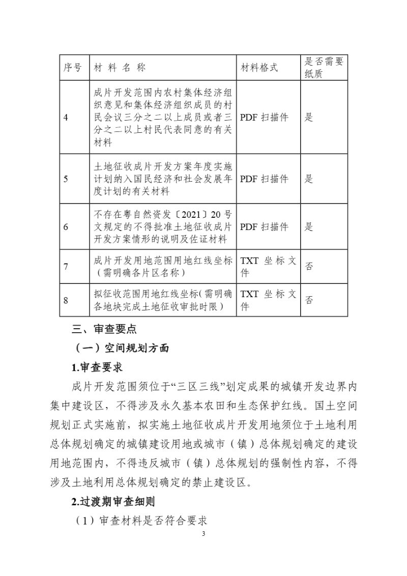 广东省自然资源厅《土地征收成片开发方案审查要点和模板》粤自然资管制电〔2022〕2745号第3页