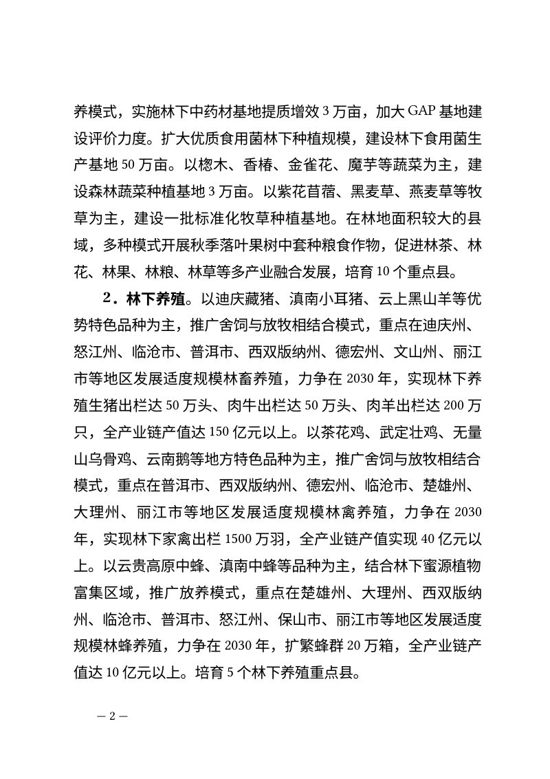 云南省林下经济高质量发展行动方案（公开征求意见稿）第2页