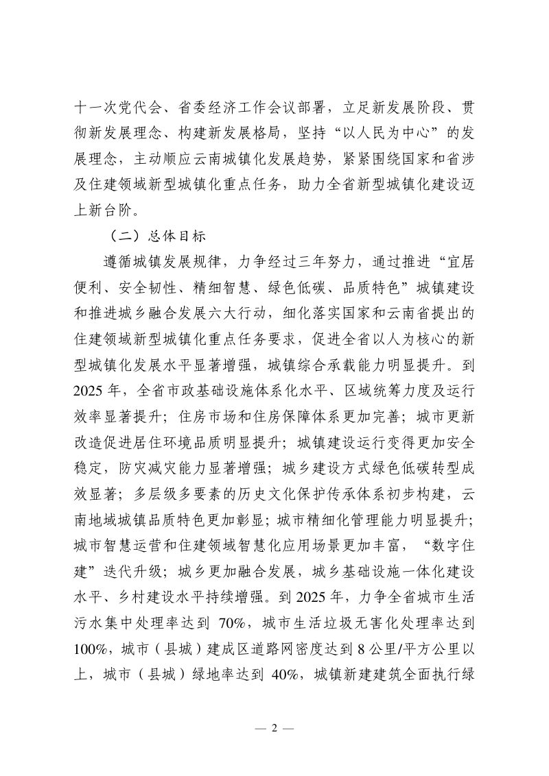 云南省住建领域新型城镇化三年行动计划（2023-2025年）（征求意见稿）第2页