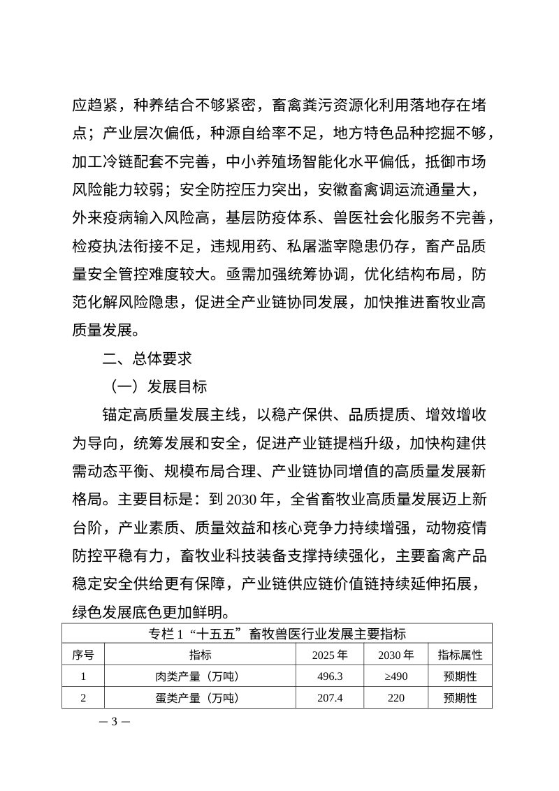 安徽省“十五五”畜牧兽医行业发展规划（征求意见稿）第3页