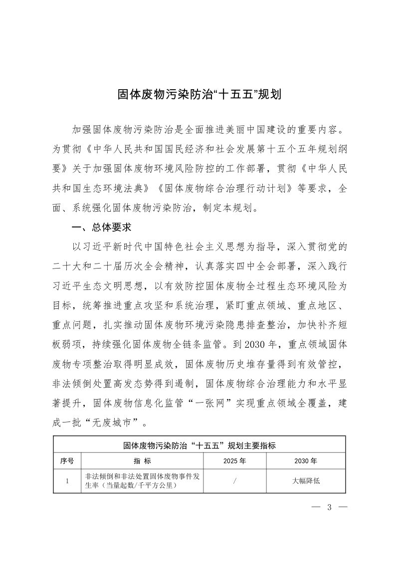 固体废物污染防治“十五五”规划第1页