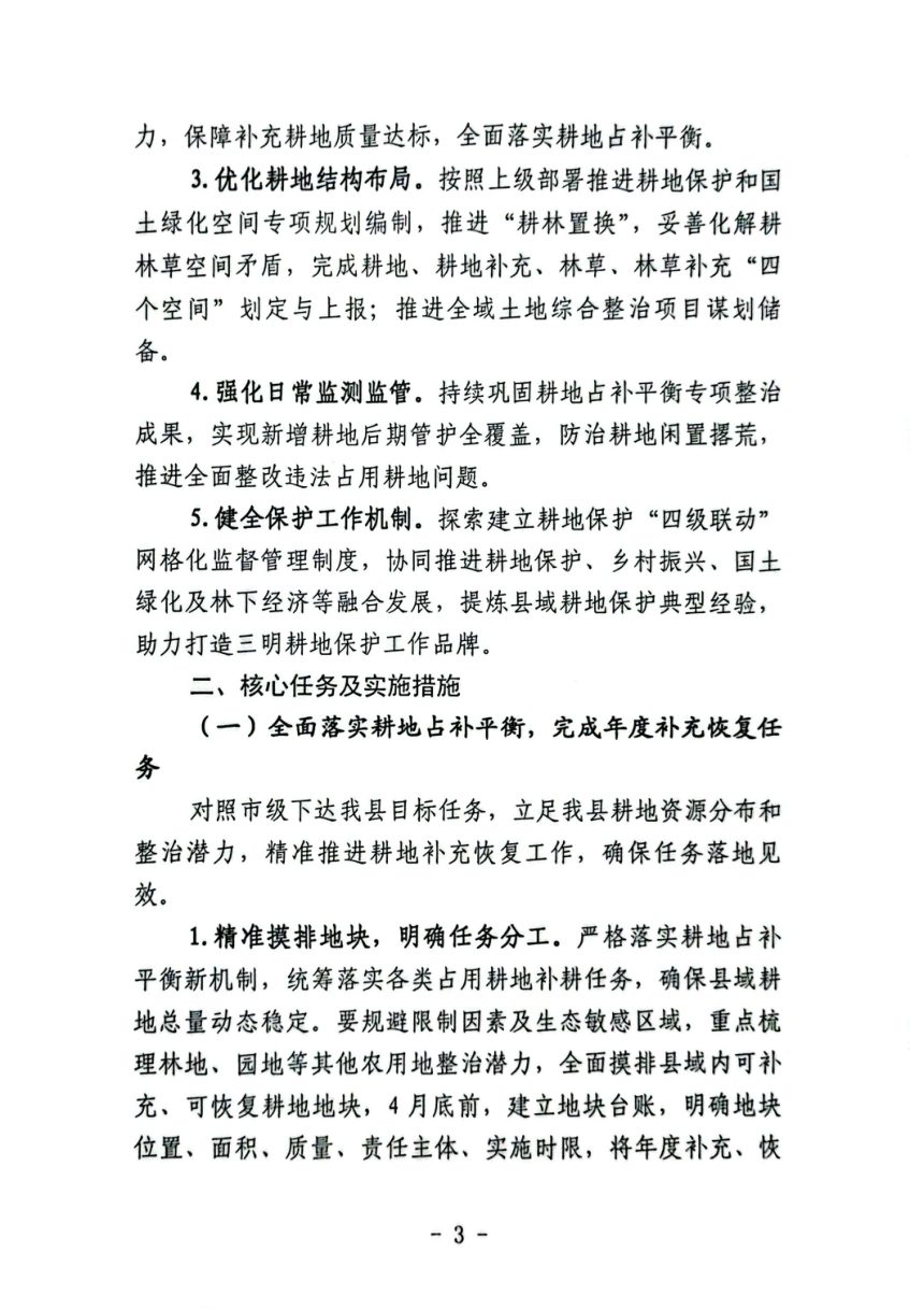清流县人民政府办公室《2026年耕地保护工作实施方案》清政办〔2026〕8号第3页