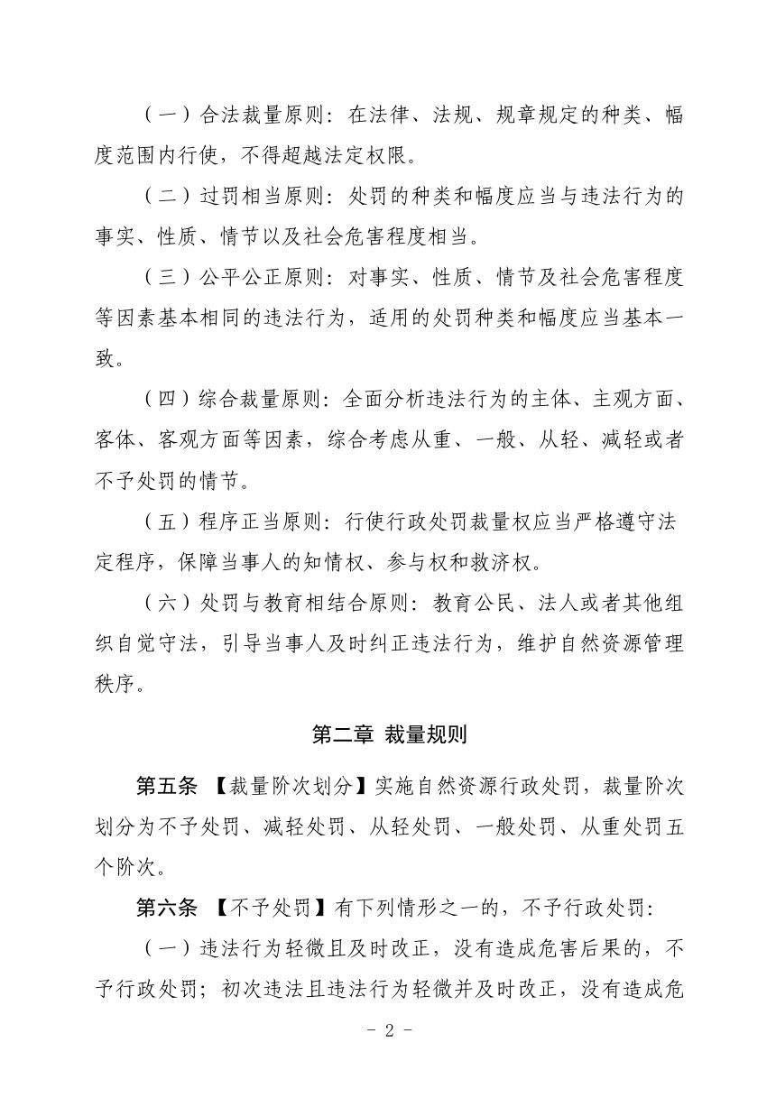 甘肃省自然资源行政处罚裁量权实施办法（征求意见稿）第2页