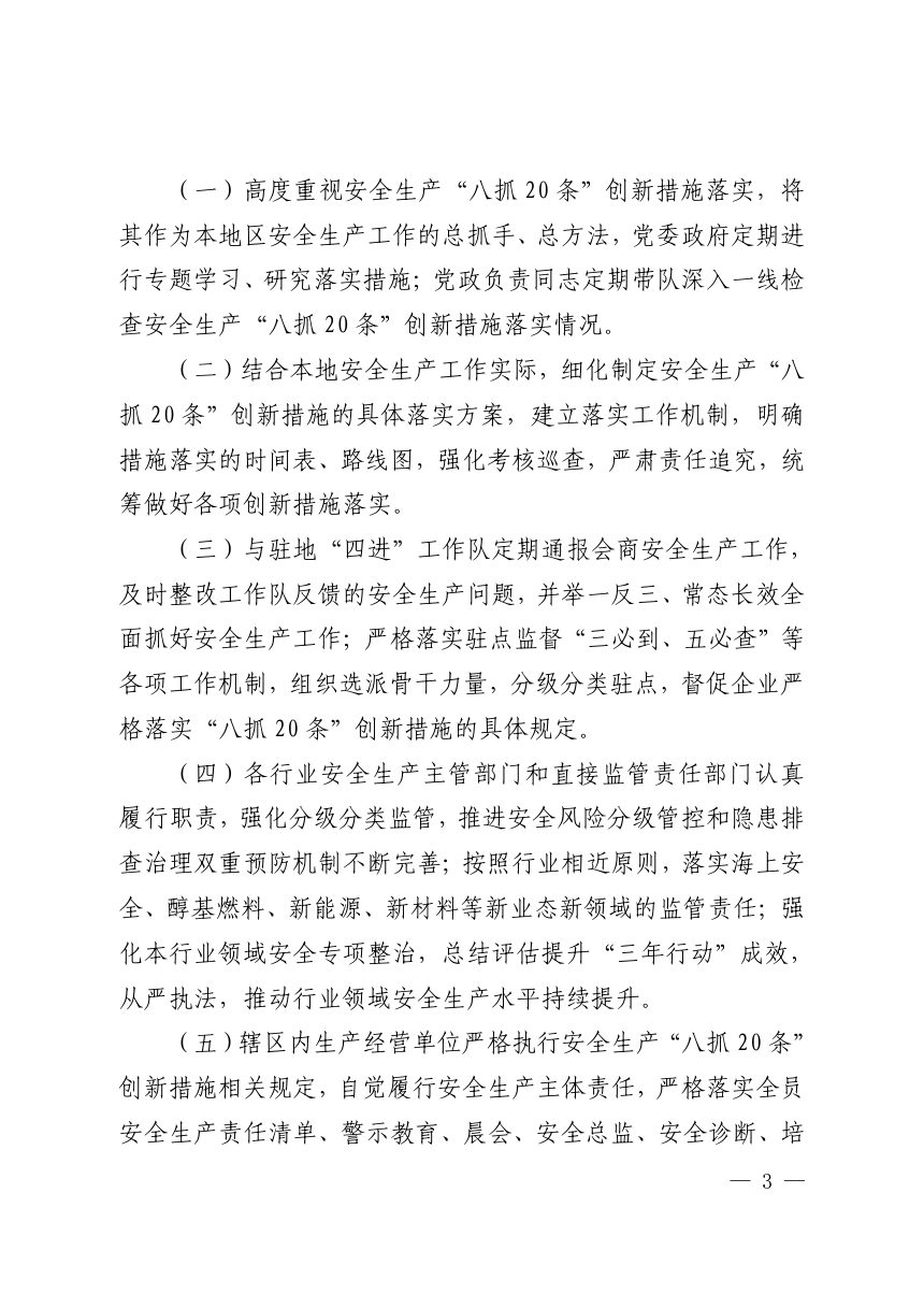 山东省人民政府安全生产委员会办公室《落实安全生产“八抓 20 条”创新措施督查激励实施办法》鲁安办发〔2022〕31号第3页