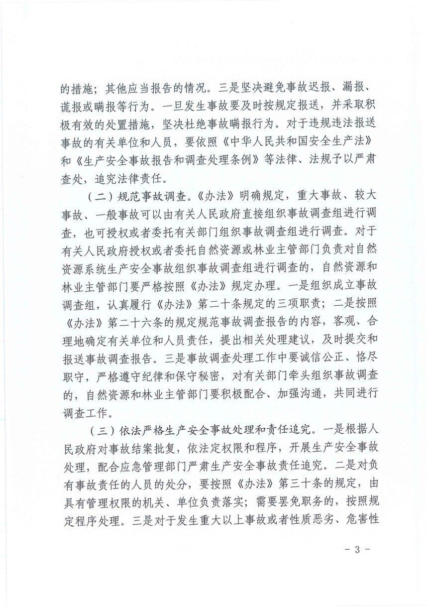 山东省自然资源厅《关于贯彻〈山东省生产安全事故报告和调查处理办法〉的实施意见》鲁自然资字〔2021〕111号第3页