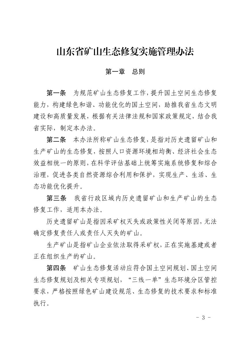山东省自然资源厅等9厅局《山东省矿山生态修复实施管理办法》鲁自然资规〔2021〕2号第3页