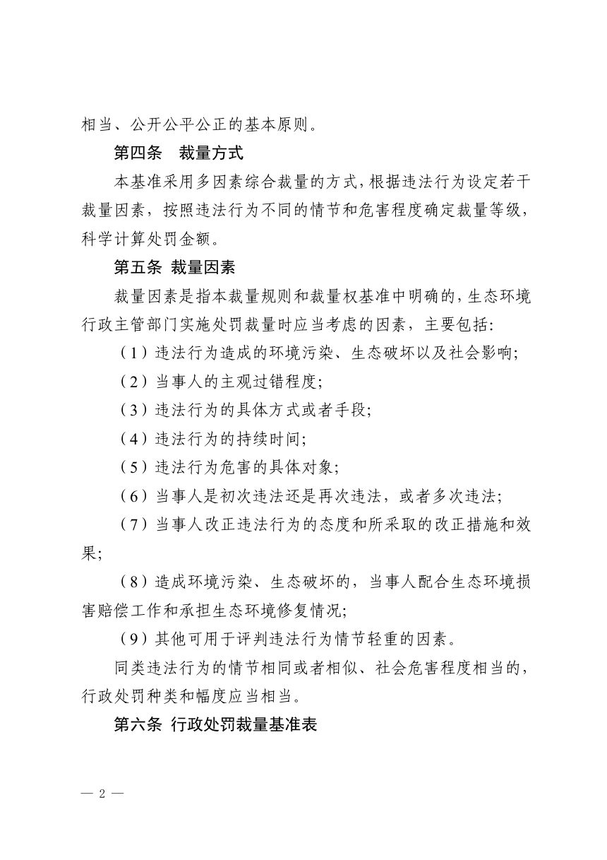 贵州省生态环境行政处罚裁量规定（2026年版）第2页