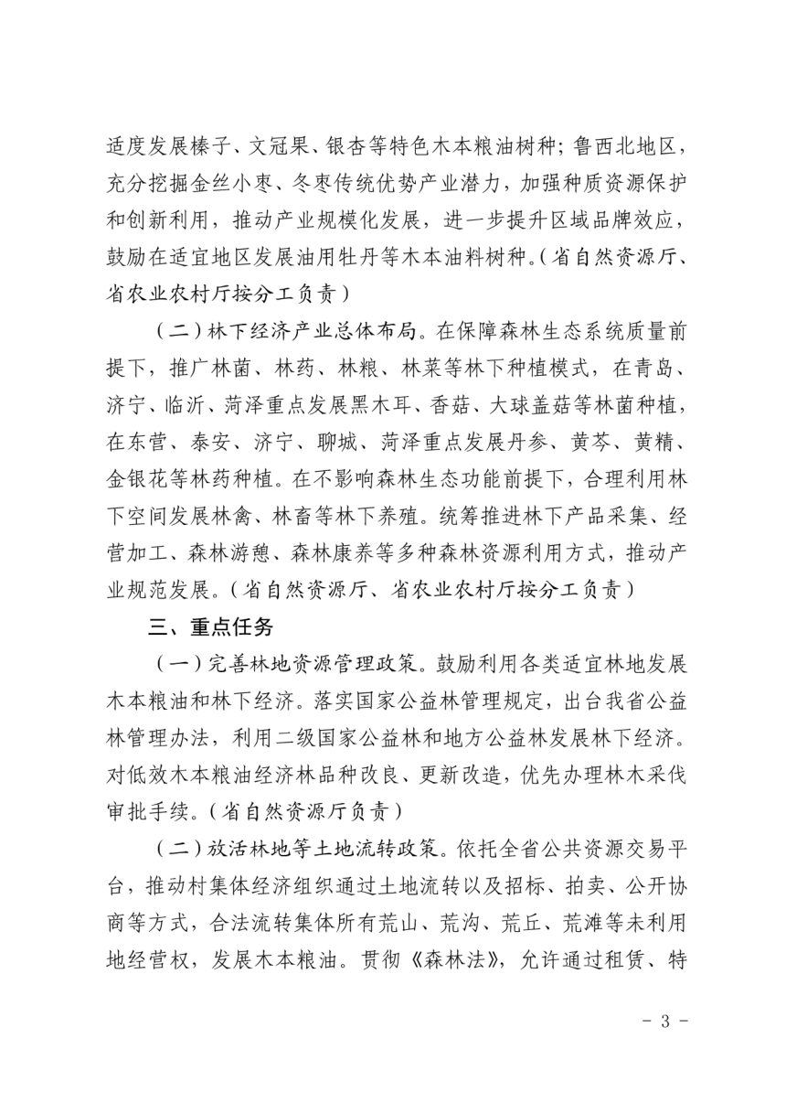 山东省发展和改革委员会等14部门《关于科学利用林地资源促进全省木本粮油和林下经济高质量发展的实施意见》鲁发改农经〔2021〕1039号第3页