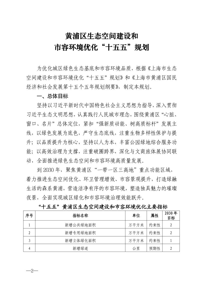 上海市黄浦区生态空间建设和市容环境优化“十五五”规划第2页