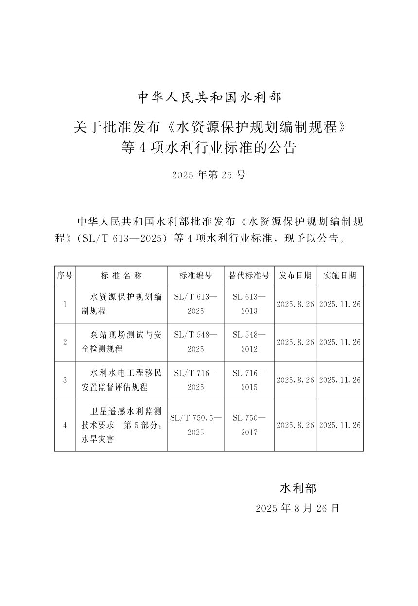 《水利水电工程移民安置监督评估规程》SL/T 716-2025第2页