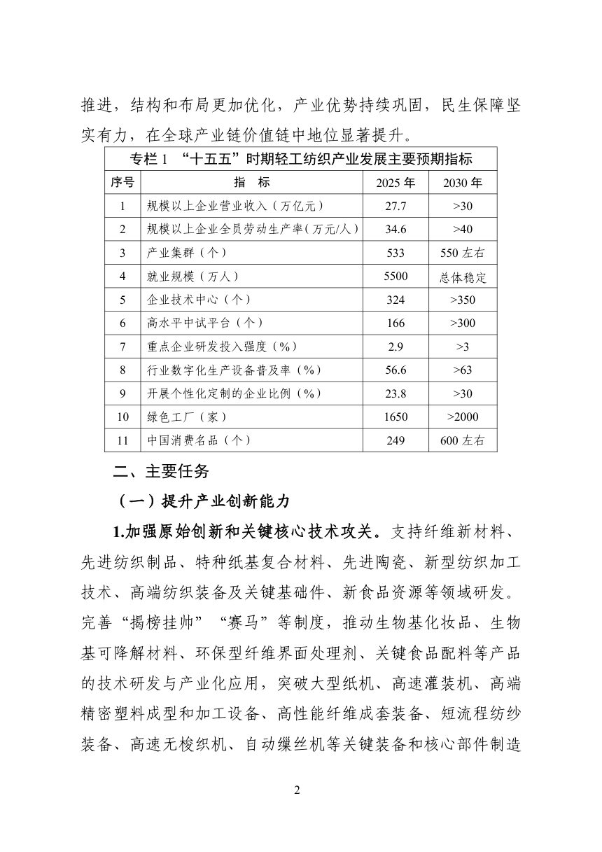 轻工纺织产业发展“十五五”规划第2页
