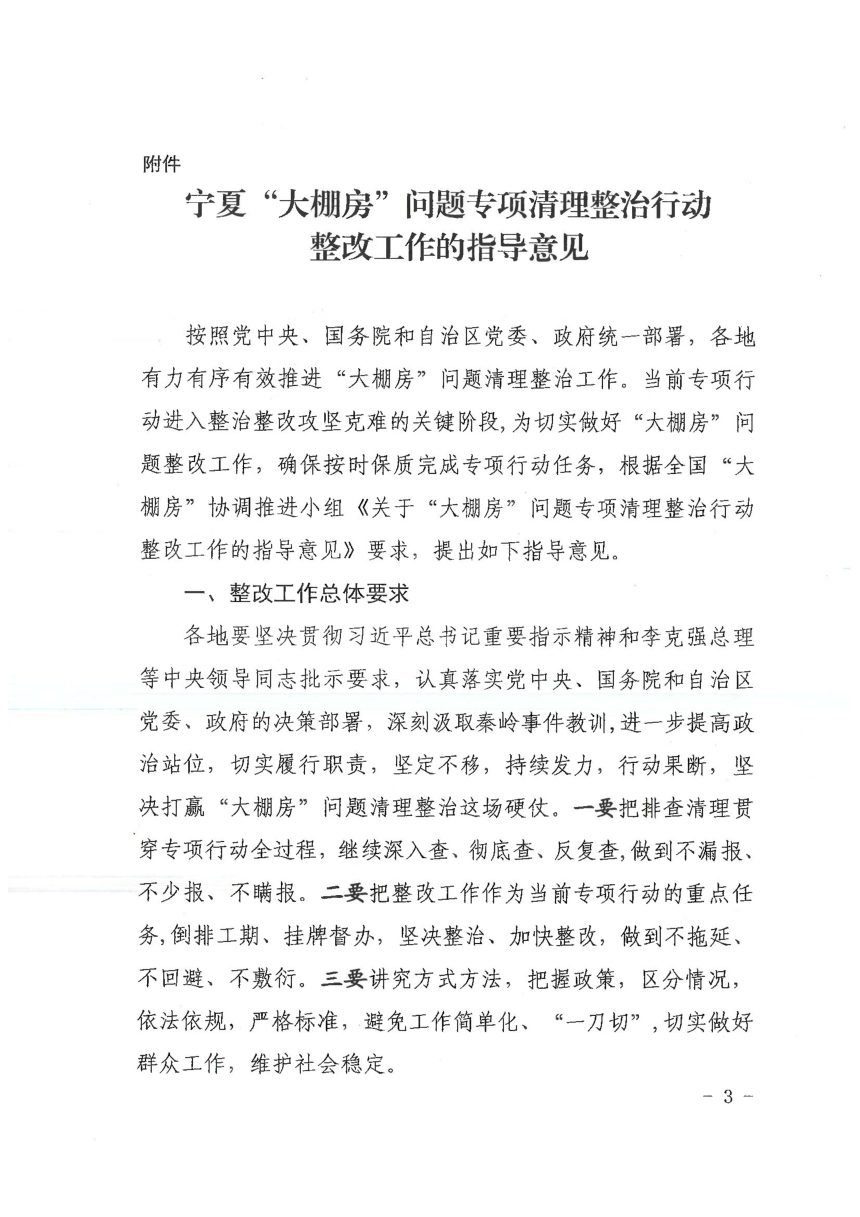 宁夏“大棚房”问题专项清理整治行动整改工作的指导意见第3页