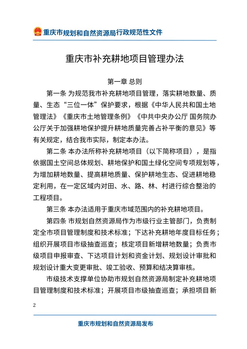 重庆市补充耕地项目管理办法第2页