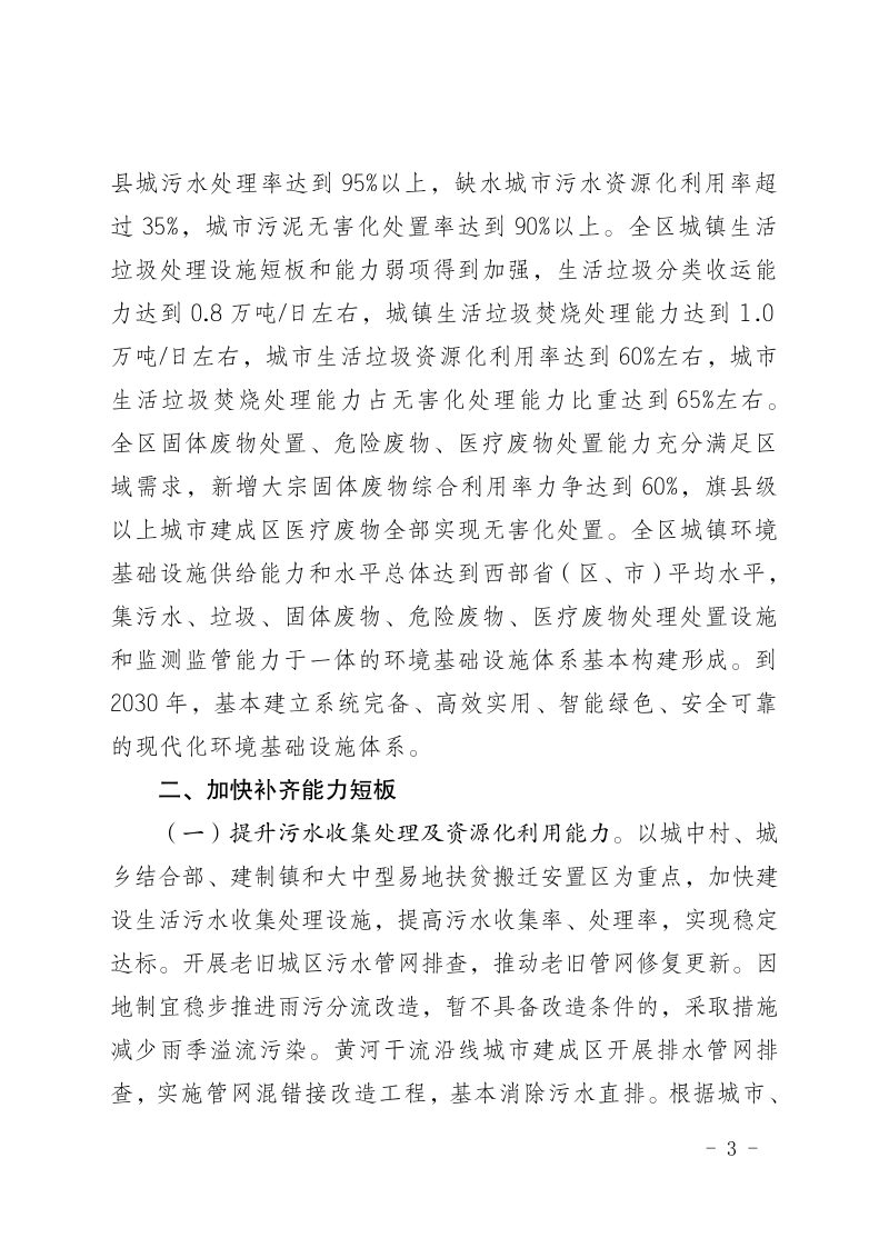 内蒙古自治区人民政府办公厅《关于加快推进城镇环境基础设施建设的实施意见的通知》内政办发〔2022〕78号第3页