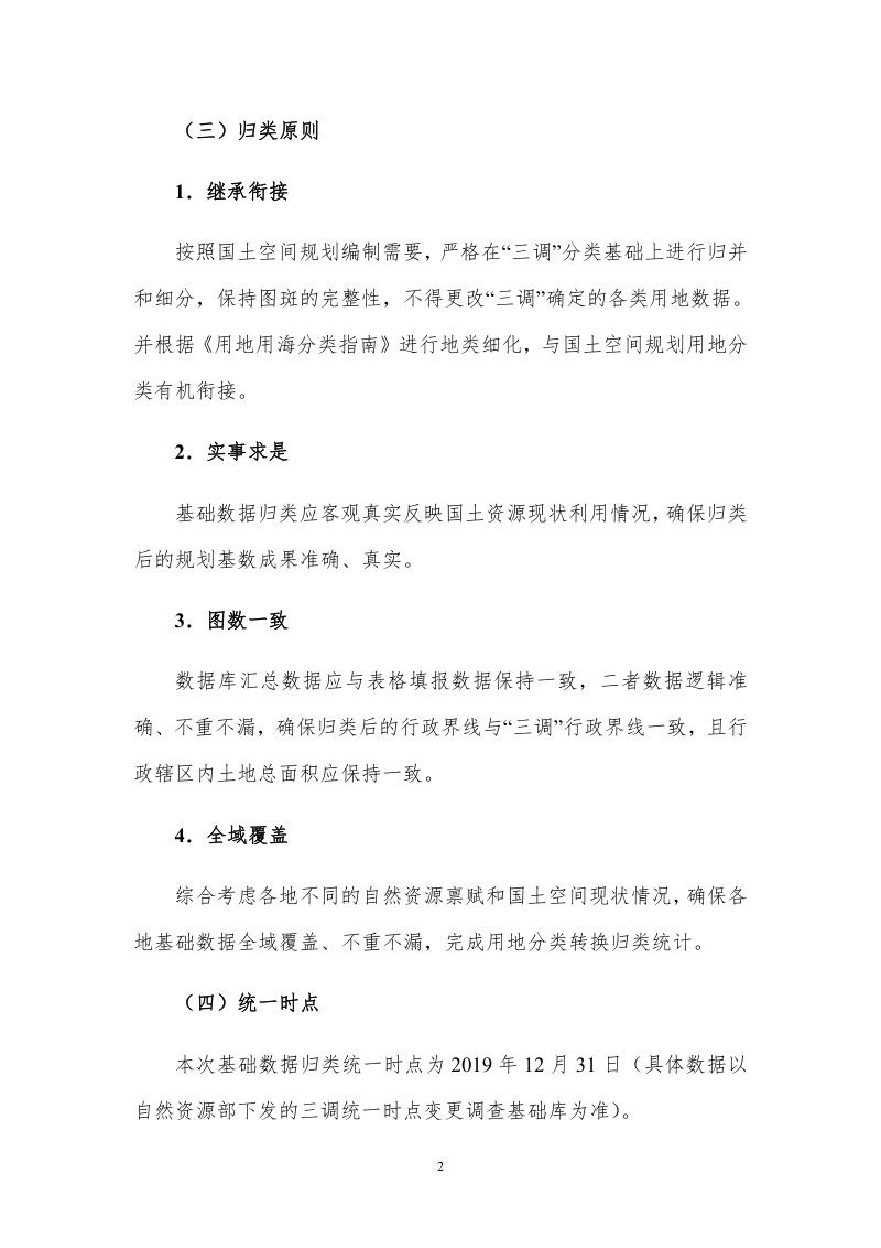 吉林省国土空间总体规划基期数据归类统计汇交细则（试行）第2页