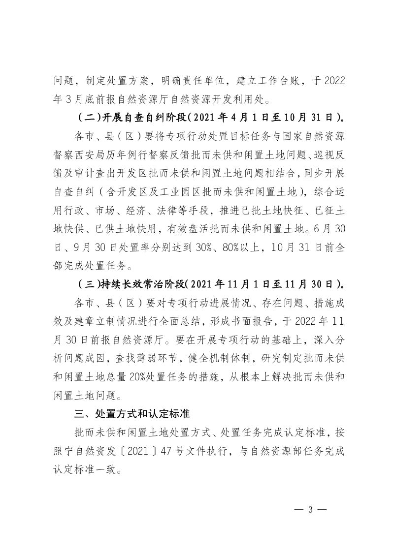 宁夏自治区自然资源厅关于在全区持续深入开展批而未供和闲置土地盘活利用专项行动的通知第3页