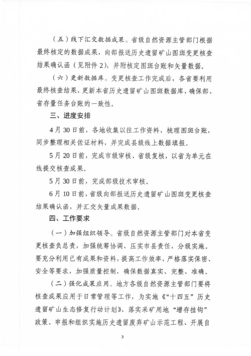 自然资源部办公厅《关于开展历史遗留矿山图斑变更核查的通知》第3页