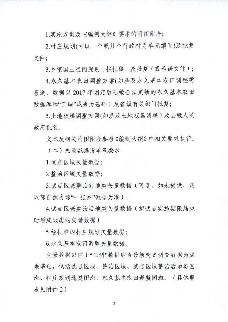 自然资源部《关于明确全域土地综合整治试点报部备案材料有关要求的函》自然资生态修复函〔2021〕49号第2页