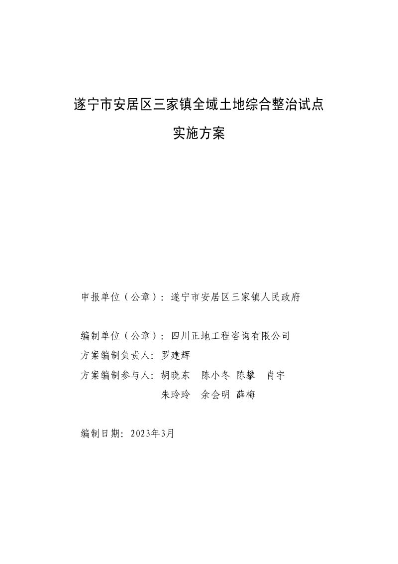 四川省遂宁市三家镇全域土地综合整治试点实施方案第2页