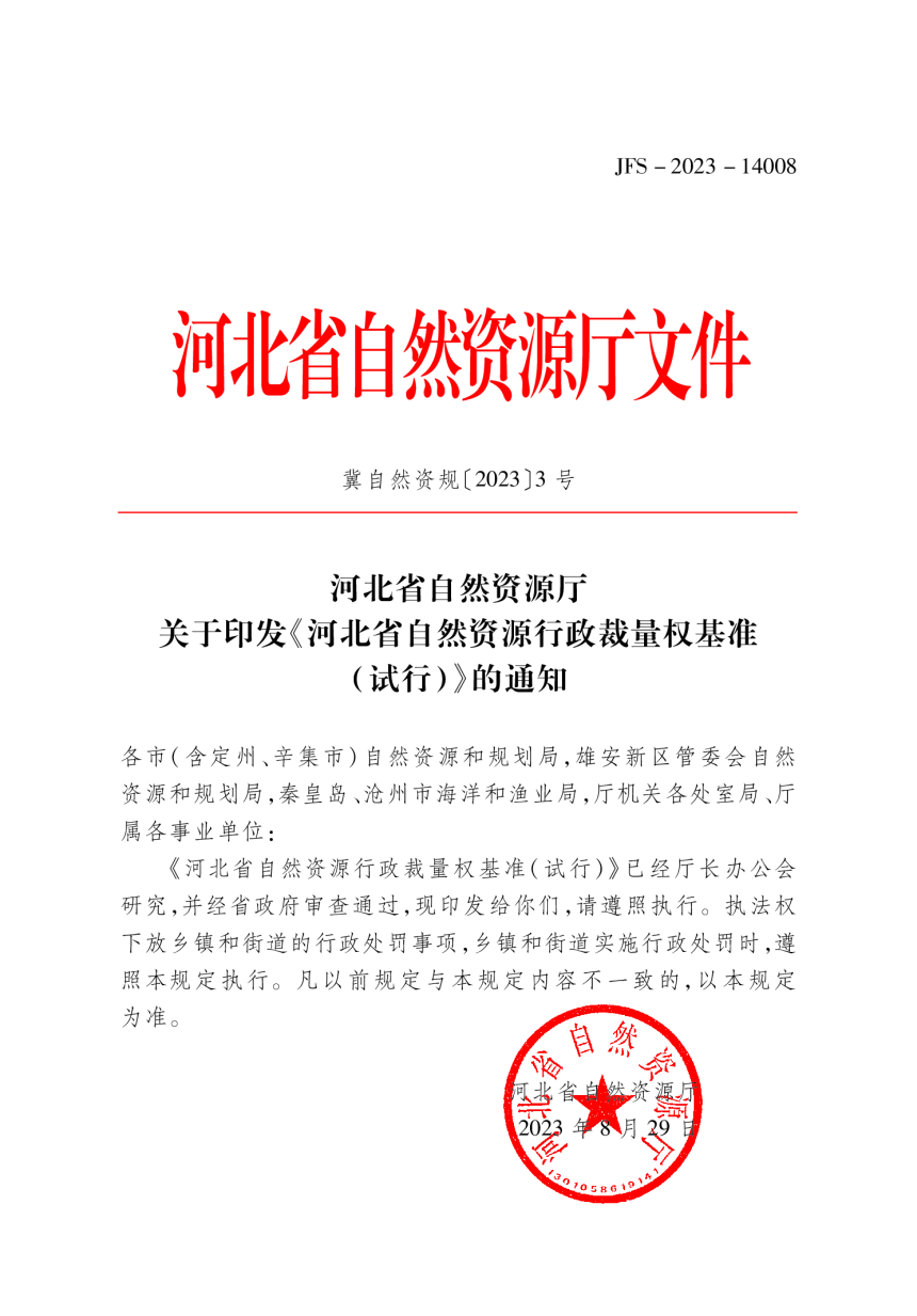 河北省自然资源行政裁量权基准（试行）-1