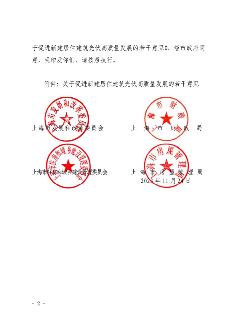 上海市发展和改革委员会《关于促进新建居住建筑光伏高质量发展的若干意见》沪发改规范〔2023〕15号第2页